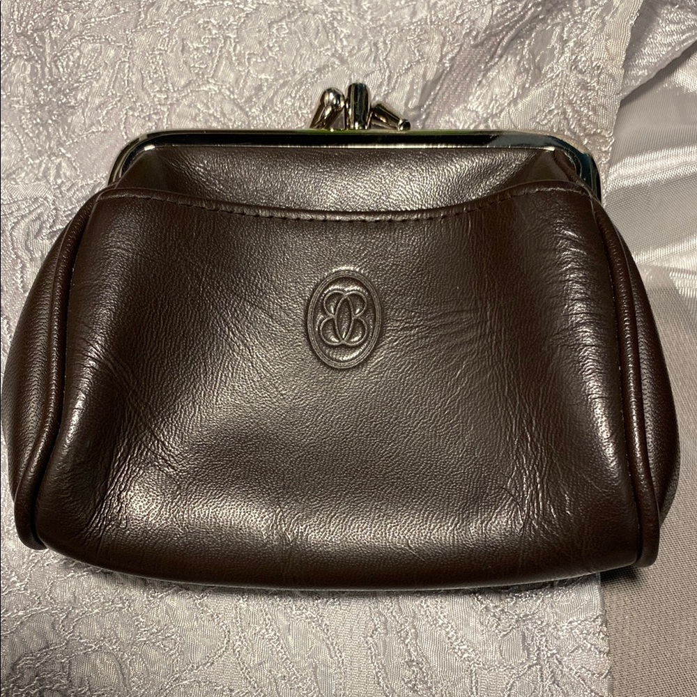 Chocolate Brown Leather Kiss lock Change/Money Purse